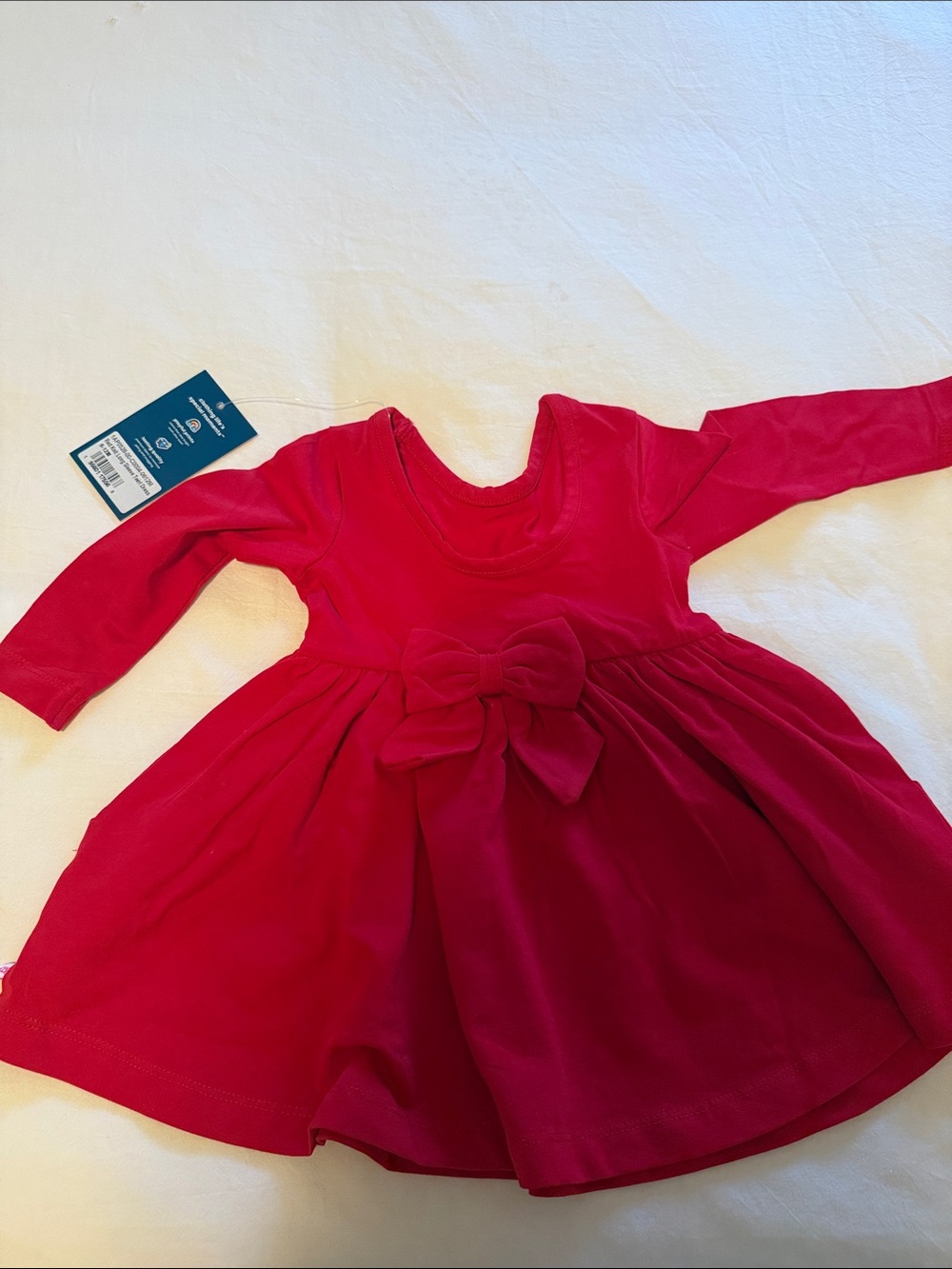 Ruggedbutts Girls Long-Sleeve Red Dress with Bow
